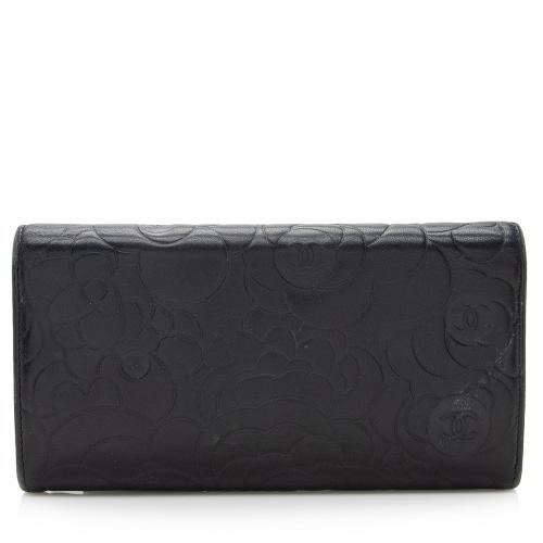 Chanel Lambskin Camellia CC Flap Long Wallet