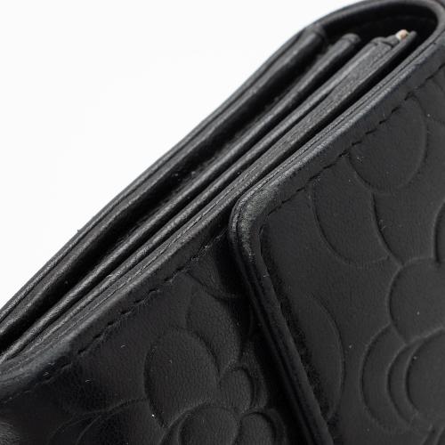 Chanel Lambskin Camellia CC Flap Long Wallet