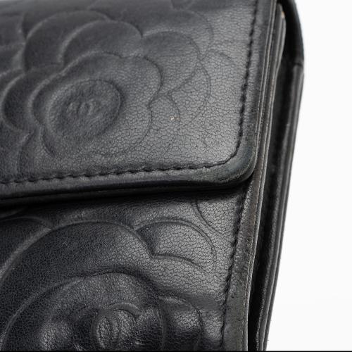 Chanel Lambskin Camellia CC Flap Long Wallet