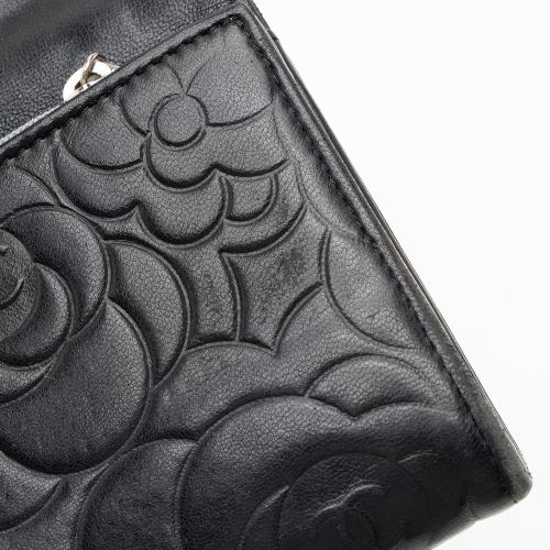 Chanel Lambskin Camellia CC Flap Long Wallet