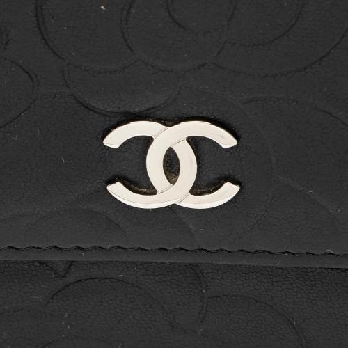 Chanel Lambskin Camellia CC Flap Long Wallet