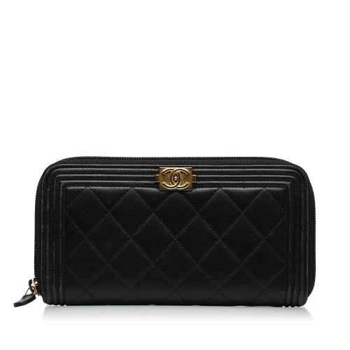 Chanel Le Boy Lambskin Leather Long Wallet