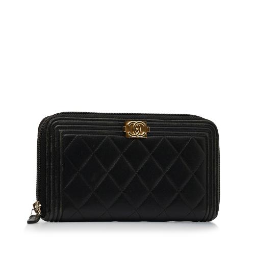 Chanel Le Boy Lambskin Leather Long Wallet