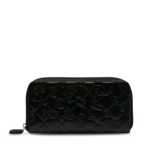 Chanel Matelasse Lucky Symbols Patent Zip-Around Wallet