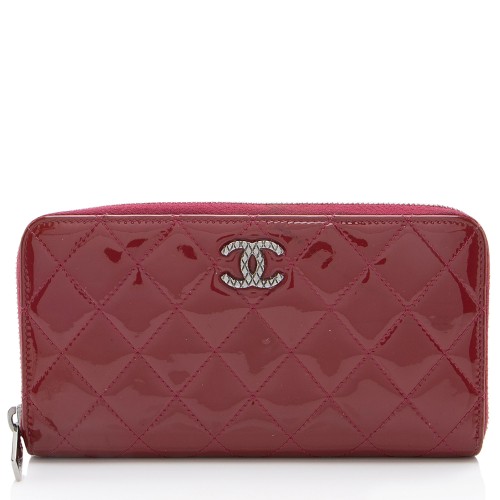 Chanel Patent Leather CC Zip Around Wallet