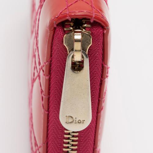 Dior Patent Leather Cannage Zip Around Wallet