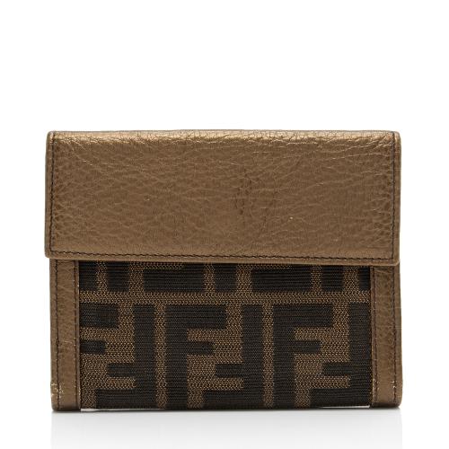 Fendi Metallic Zucca Compact Wallet