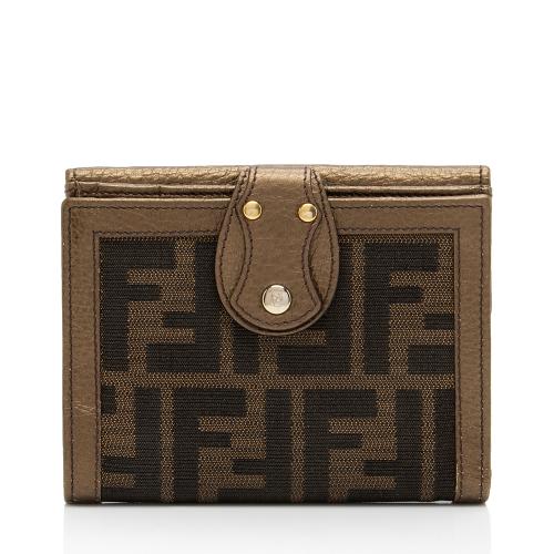 Fendi Metallic Zucca Compact Wallet