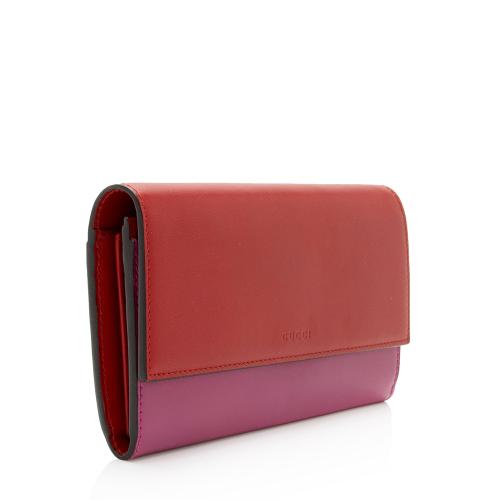 Gucci Calfskin Two-Tone Continental Wallet