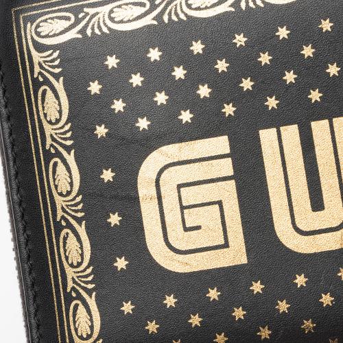 Gucci Calfskin Star Print Guccy Zip Around Wallet