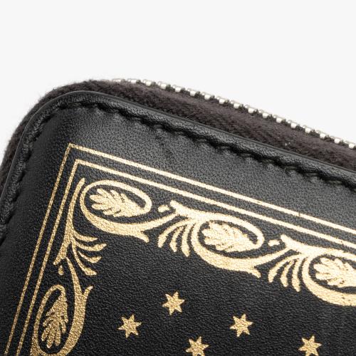 Gucci Calfskin Star Print Guccy Zip Around Wallet