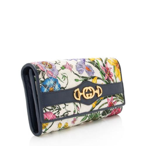 Gucci Canvas Flora Zumi Continental Wallet