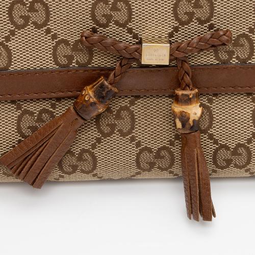 Gucci GG Canvas Bamboo Tassel Bella Continental Wallet