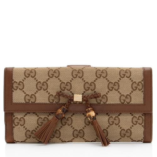 Gucci GG Canvas Bamboo Tassel Bella Continental Wallet