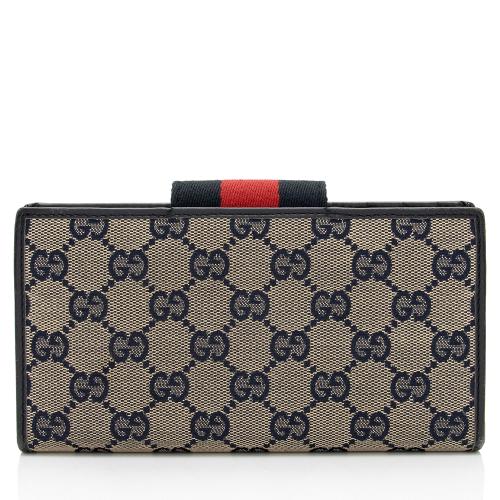 Gucci GG Canvas Web Script Continental Wallet