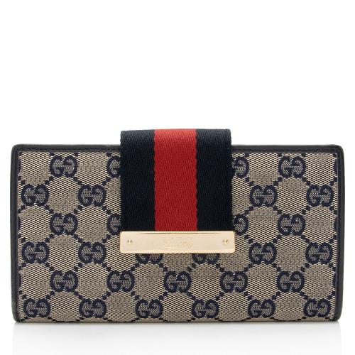 Gucci GG Canvas Web Script Continental Wallet