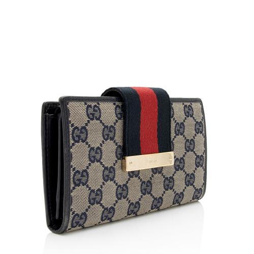 Gucci GG Canvas Web Script Continental Wallet