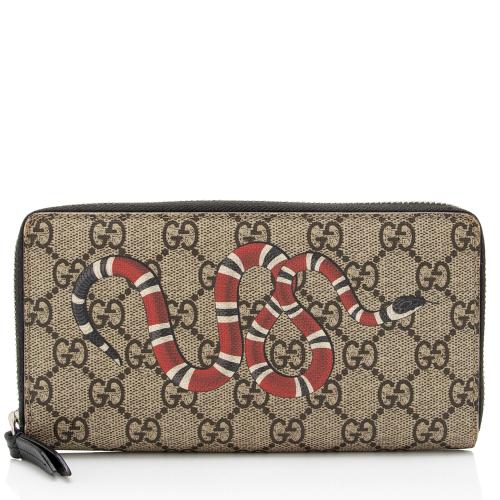 Gucci GG Supreme Kingsnake Zip Around Wallet