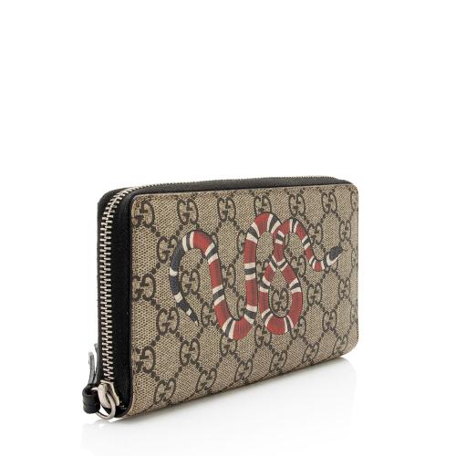 Gucci GG Supreme Kingsnake Zip Around Wallet