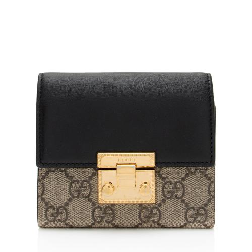 Gucci GG Supreme Leather Padlock Compact Wallet