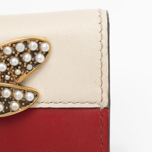 Gucci Leather Queen Margaret Bee Card Case