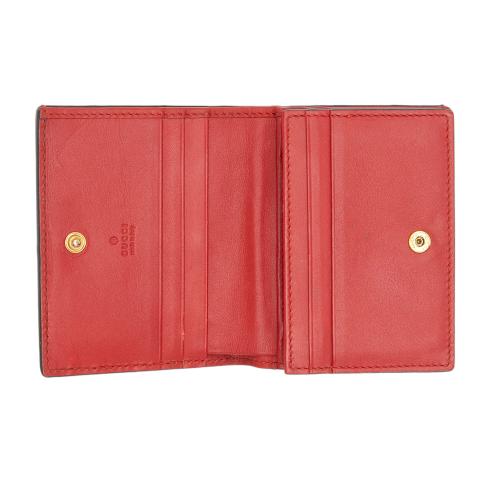 Gucci Leather Queen Margaret Bee Card Case