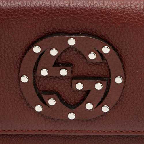 Gucci Leather Studded Soho Continental Wallet