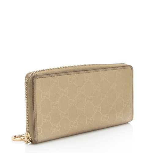 Gucci Metallic GG Imprime Zip Around Wallet