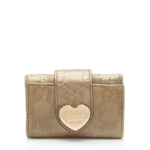 Gucci Metallic Guccissima Leather Heart Key Holder