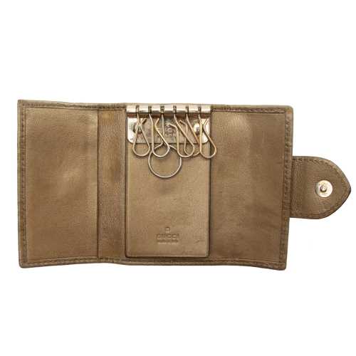 Gucci Metallic Guccissima Leather Heart Key Holder