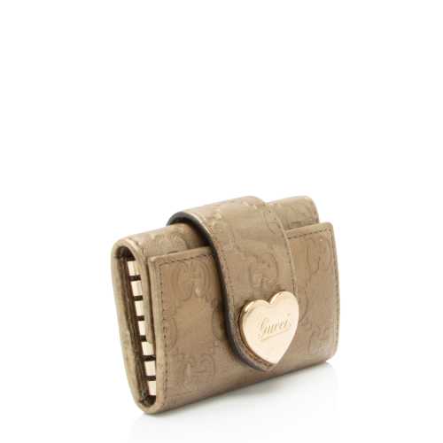 Gucci Metallic Guccissima Leather Heart Key Holder