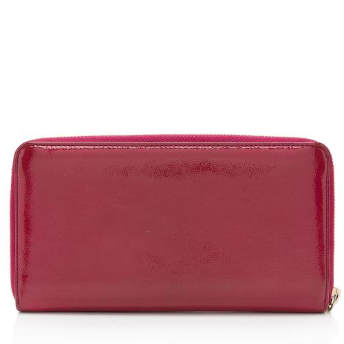 Gucci Patent Leather Soho Travel Zip Around Wallet