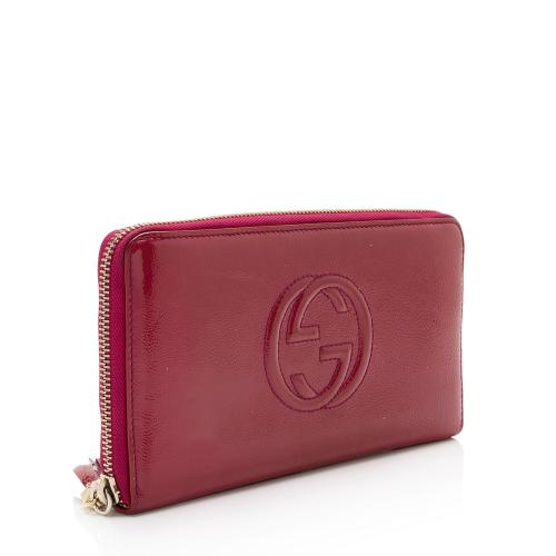 Gucci Patent Leather Soho Travel Zip Around Wallet