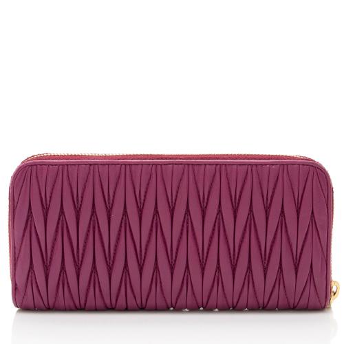 Miu Miu Matelasse Nappa Leather Zip Around Wallet