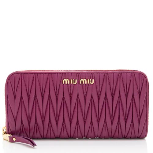 Miu Miu Matelasse Nappa Leather Zip Around Wallet