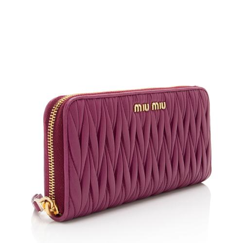 Miu Miu Matelasse Nappa Leather Zip Around Wallet