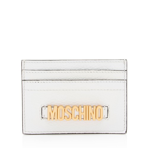 Moschino Pebbled Leather Logo Card Holder