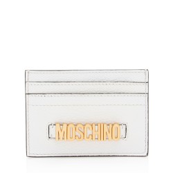 Moschino Pebbled Leather Logo Card Holder