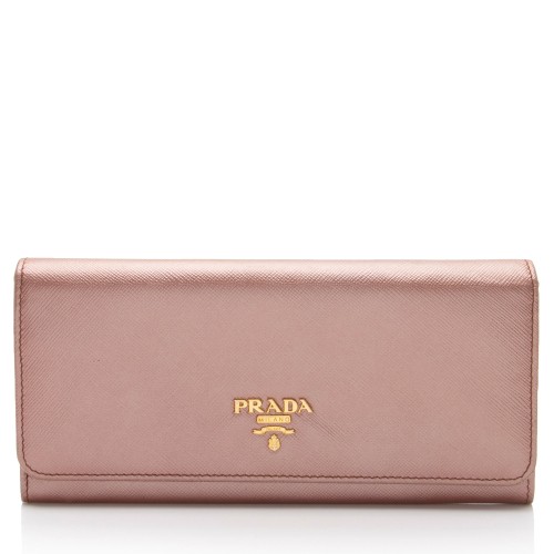 Prada Metallic Saffiano Continental Wallet