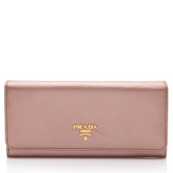 Prada Metallic Saffiano Continental Wallet