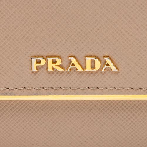 Prada Saffiano Metal Bar Continental Wallet