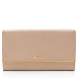 Prada Saffiano Metal Bar Continental Wallet