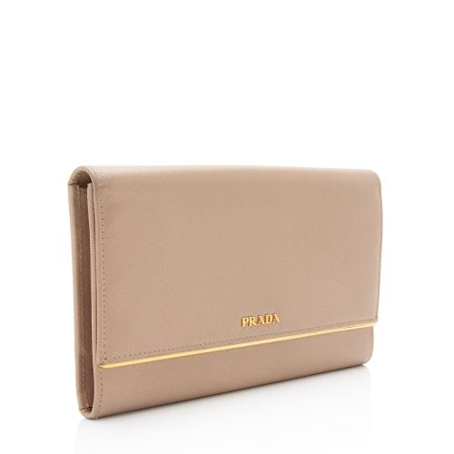 Prada Saffiano Metal Bar Continental Wallet