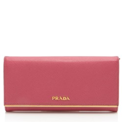 Prada Saffiano Metal Bar Continental Wallet