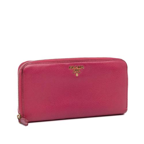 Prada Saffiano Zip Around Long Wallet