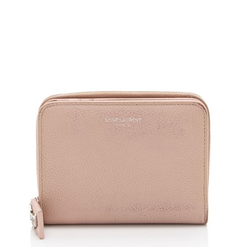 Saint Laurent Calfskin Compact Zip Around Wallet