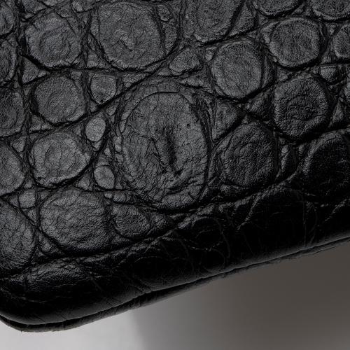 Saint Laurent Croc Embossed Leather Monogram Wristlet