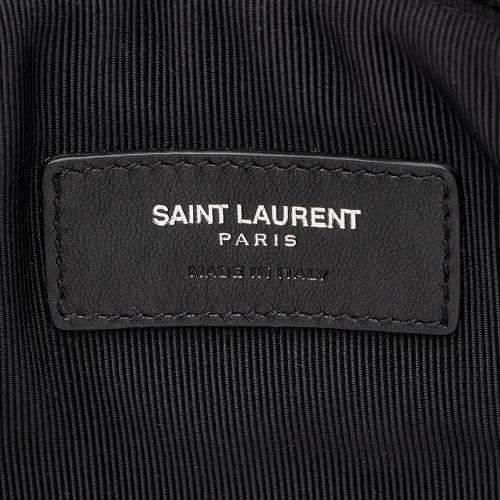 Saint Laurent Croc Embossed Leather Monogram Zip Pouch Wristlet