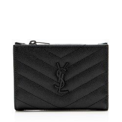 Saint Laurent Grain de Poudre Monogram Cassandre Fragments Bifold Wallet