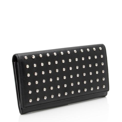 Saint Laurent Grain de Poudre Studded Marquage Flap Wallet